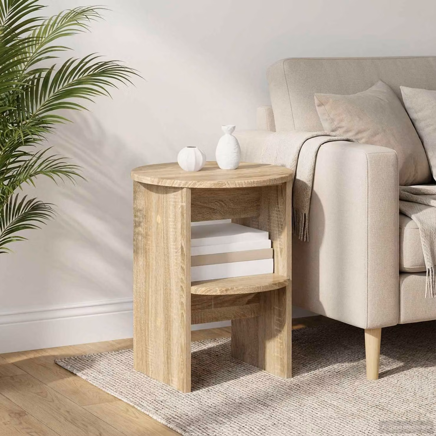 Set di 2 tavolini laterali mobili vidaXL in Rovere Sonoma, Diametro: 40 cm, Altezza: 50 cm