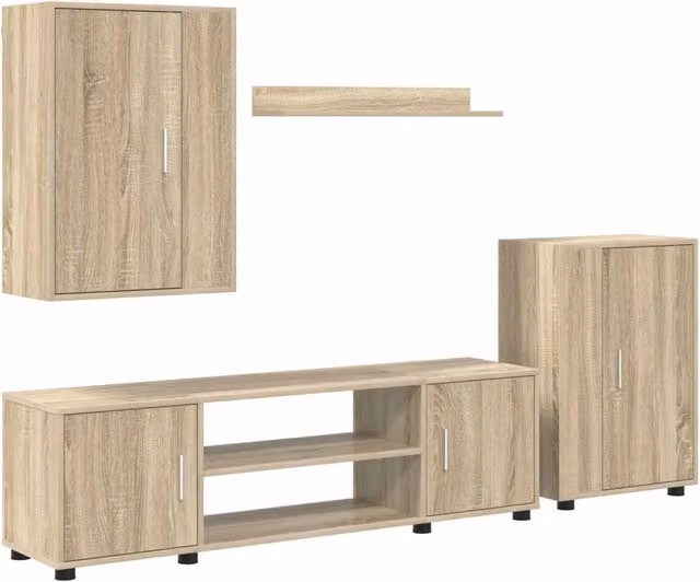 Set mobile TV 4 pz | Armadietto TV | Mobile Porta TV Rovere Sonoma Legno multistrato