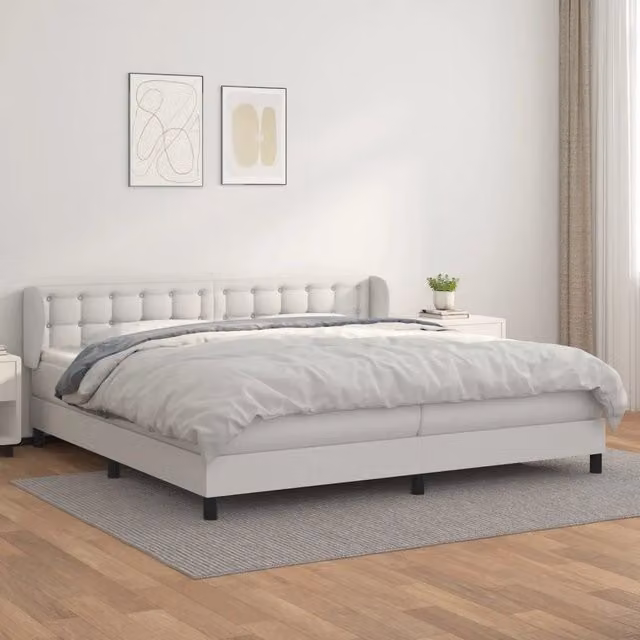 Letto a molle con materasso bianco in similpelle vidaXL L/P/H: 203 x 203 x 88 cm – 1