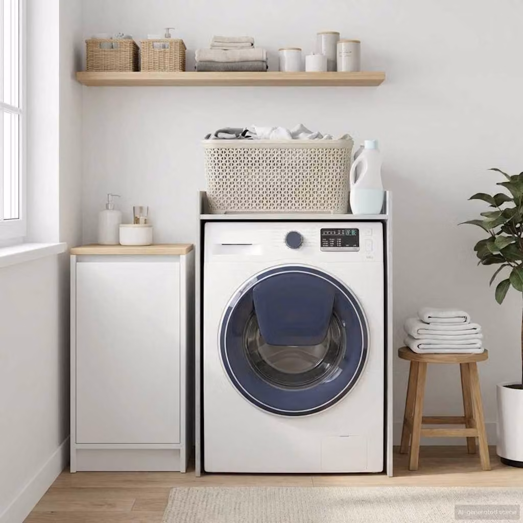 vidaXL Mobiletto per lavatrice moderno in MDF Grigio, L: 67,5 cm, P: 48 cm, H: 97 cm