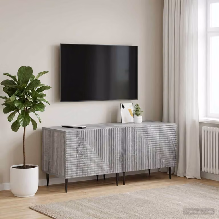 Mobile TV vidaXL in legno ingegnerizzato color grigio Sonoma con scomparti multimediali e design moderno