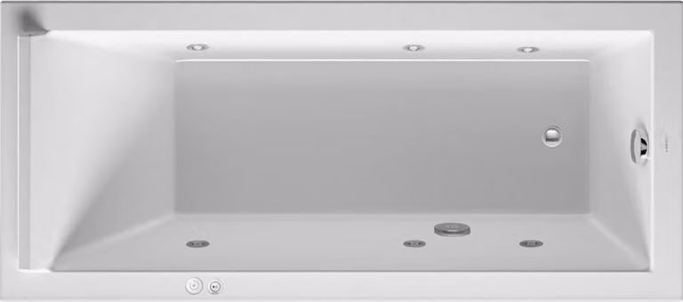 Duravit Starck Bains à remous, à encastrer, simple dos, bâti-support, garniture de vidage et de trop-plein chrome, système Jet, 1700x750mm, 760335000JS1000, 760335000JS1000