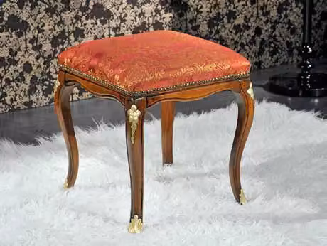 Panca imbottita in legno di faggio con decorazioni floreali rosse Mobili 2G