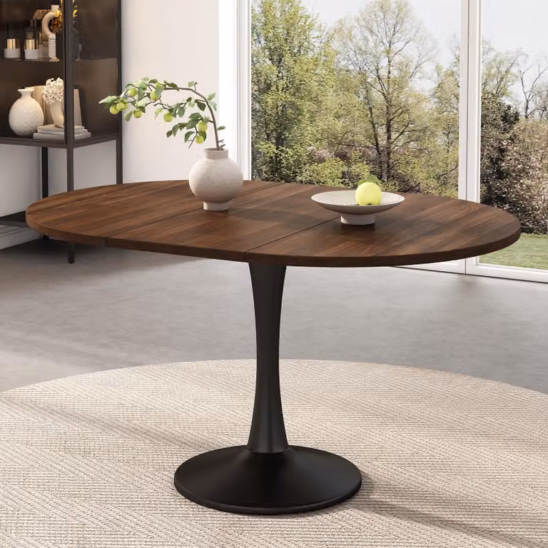 Tavolo ovale "okwish" con piano allungabile, tavolo moderno per sala da pranzo e tempo libero, in legno noce