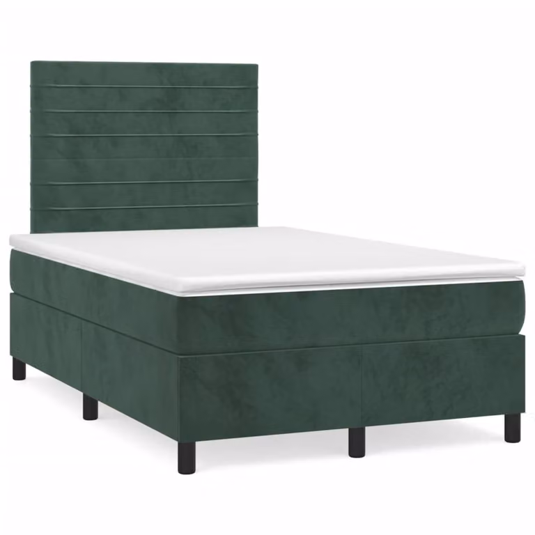 Giroletto a Molle con Materasso Verde Scuro 120x200 cm Velluto