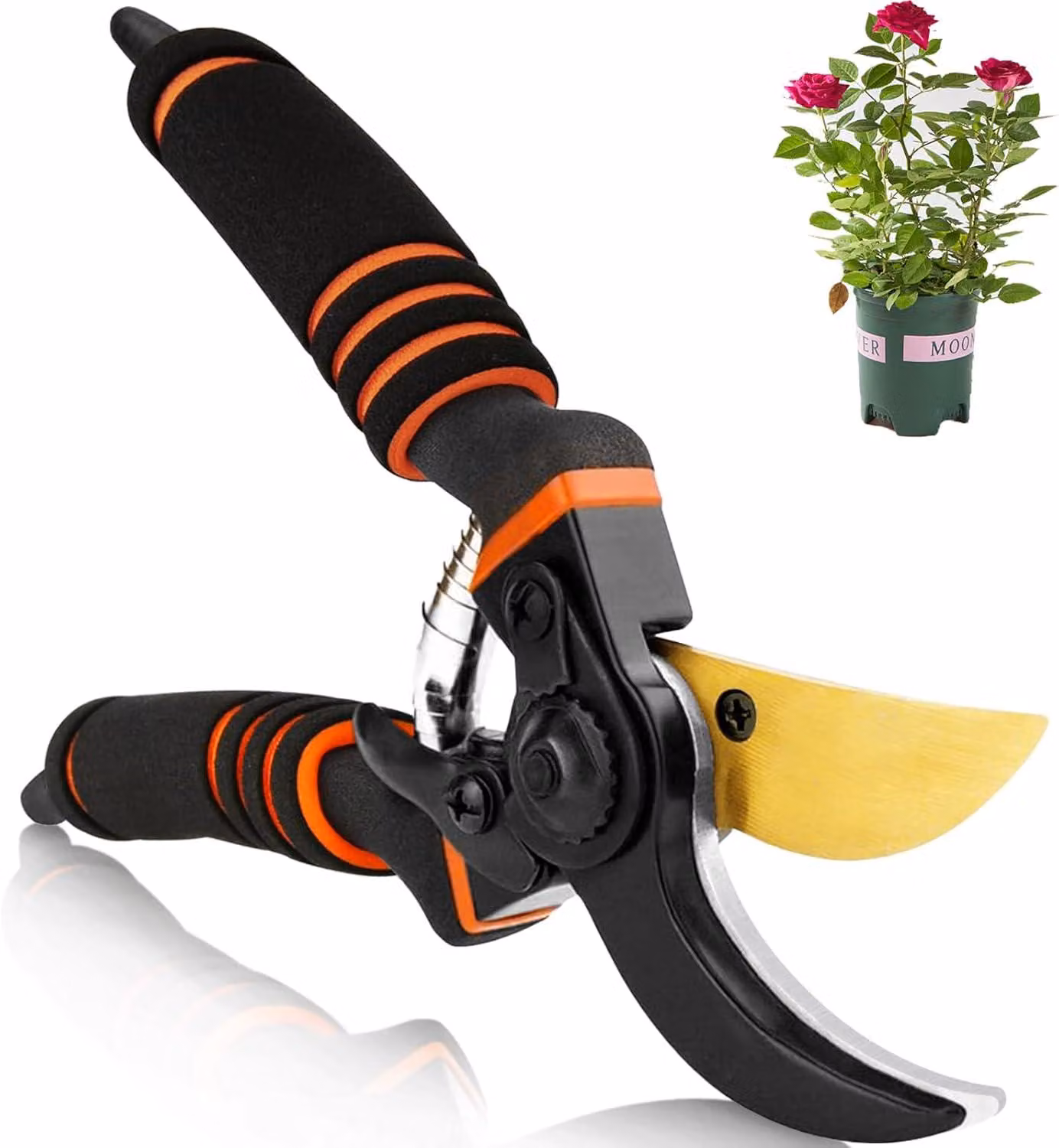 Forbice da potatura a bypass, con manico ergonomico, in acciaio inossidabile, confezione singola, ideale per giardino e balcone