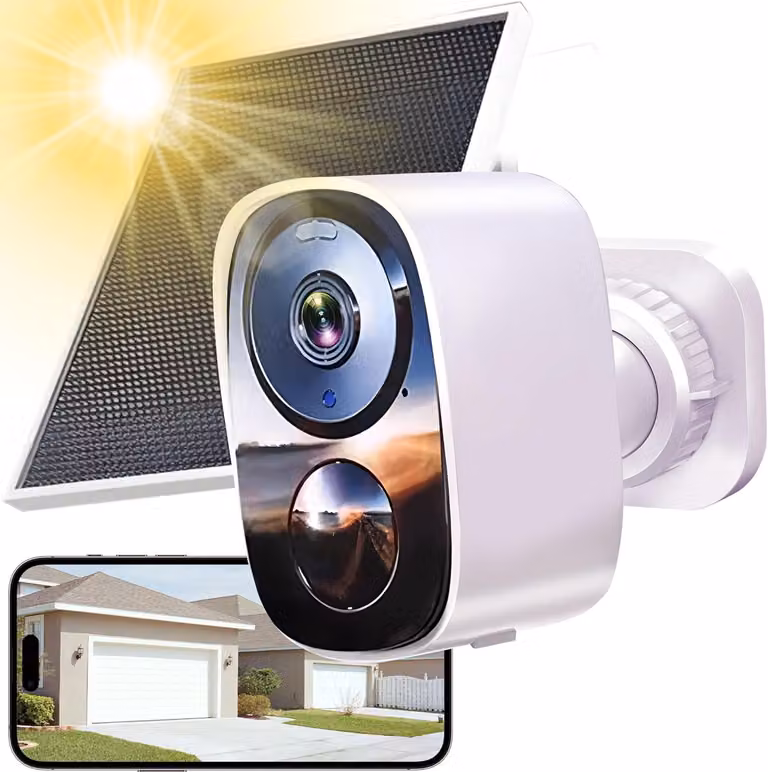 Telecamera solare da 3 MP, telecamera di sicurezza 1080p con rilevamento del movimento tramite IA
