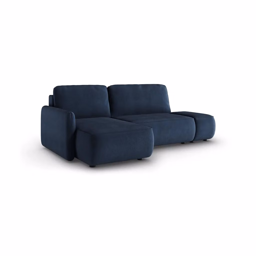 Divano Letto Rezno DMORA con Penisola Contenitore, Forma a L, Blu, L/P/H: 229 x 148 cm – 2