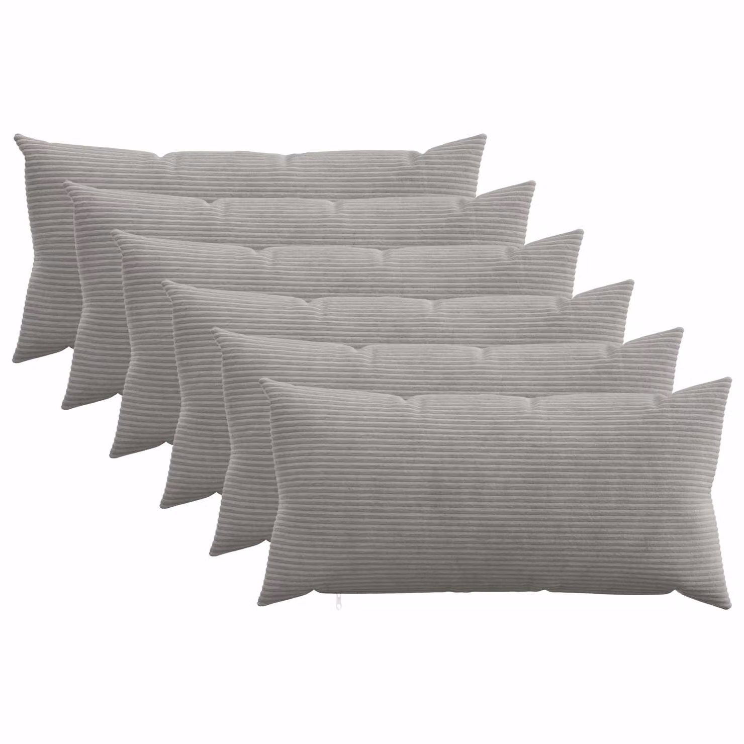 Set di 6 federe vidaXL HEERLEN in velluto a coste, Grigio Chiaro, 40 x 70 cm