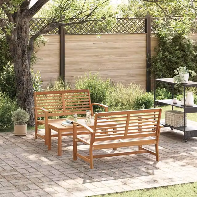 Set Divano da Giardino 3 pz Naturale Legno di teak solido 3356855