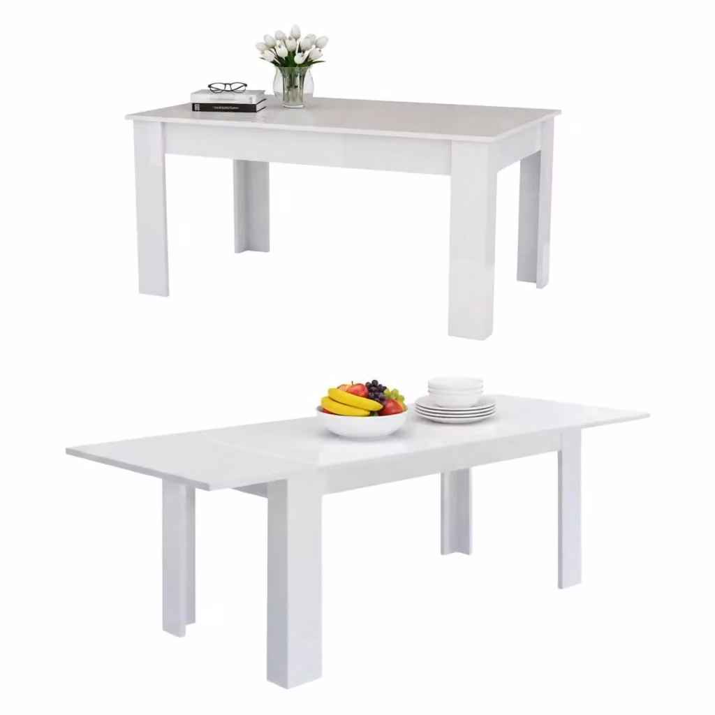 Tavolo da pranzo moderno DMORA Agenore allungabile bianco lucido L/P/H: 160/210 x 90 x 75 cm – 2