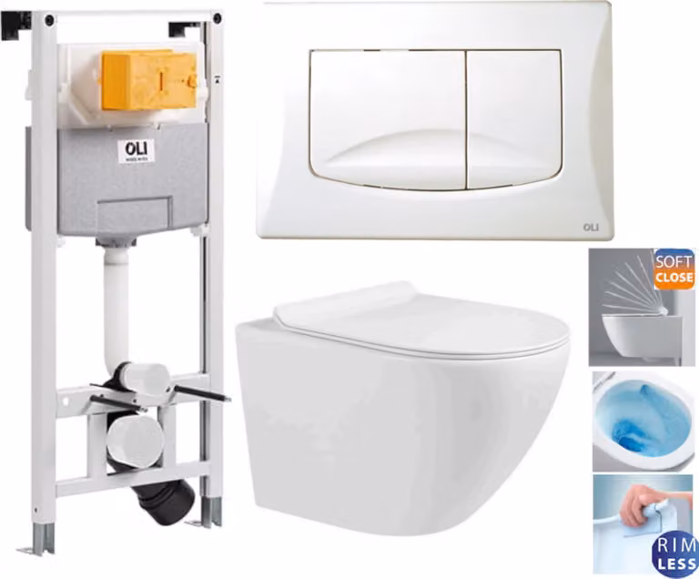Domotechnika | Set di toilette 4In1 - Vetroceramica Premium - 48X37X37 Cm - Senza risciacquo - Soft Close Duroplastica