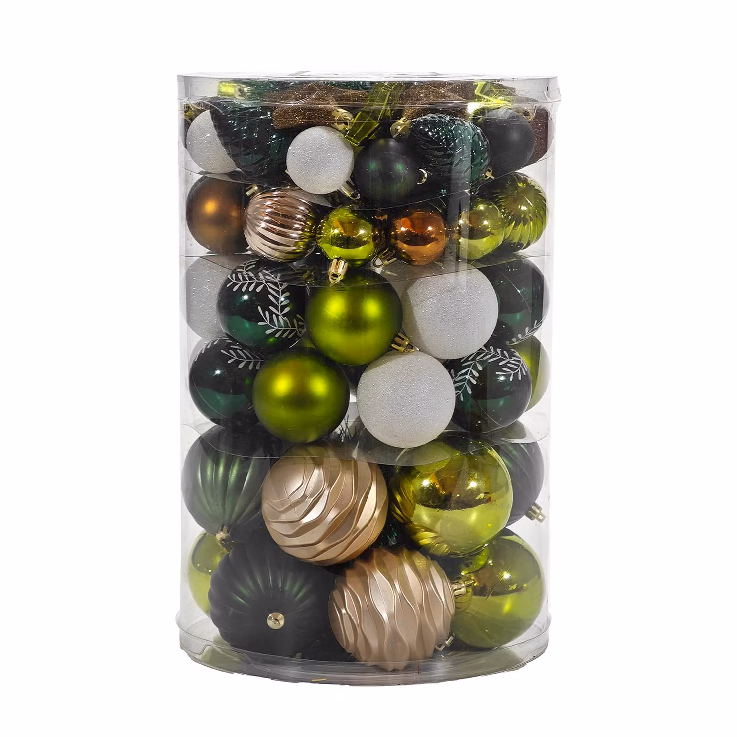 VESTIAMO CASA Set 82 Decorazioni Natalizie Verde, Bianco e Marrone con Palle e Pendenti in Plastica – 1