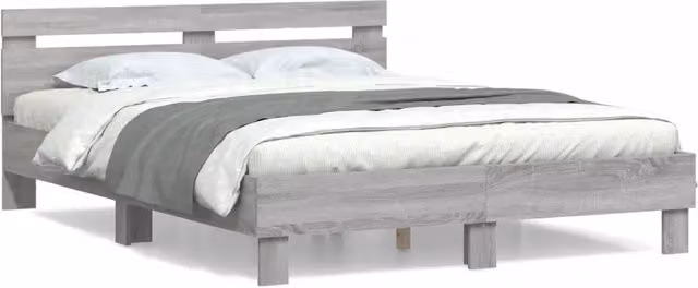 Letto matrimoniale | Letto per adulti | Giroletto Testiera Grigio Sonoma 140x190 cm Legno Multistrato