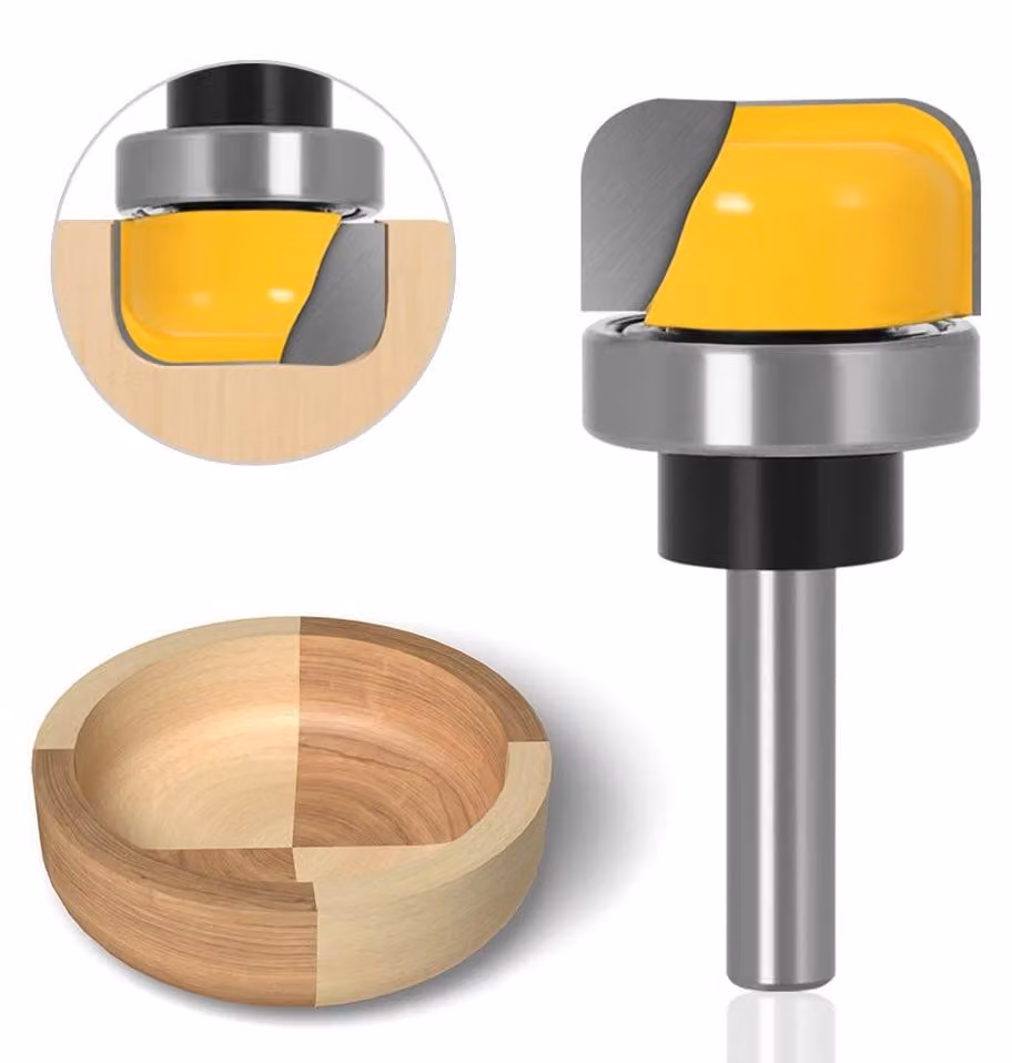 Set di frese per lavorazione del legno, con guida e modello per scanalature da 8 mm e piatto di supporto