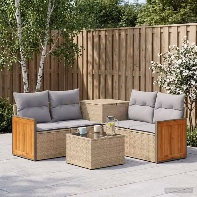 Set di divani 6 pz Beige e Grigio Chiaro 55 x 55 x 37 cm 3447721