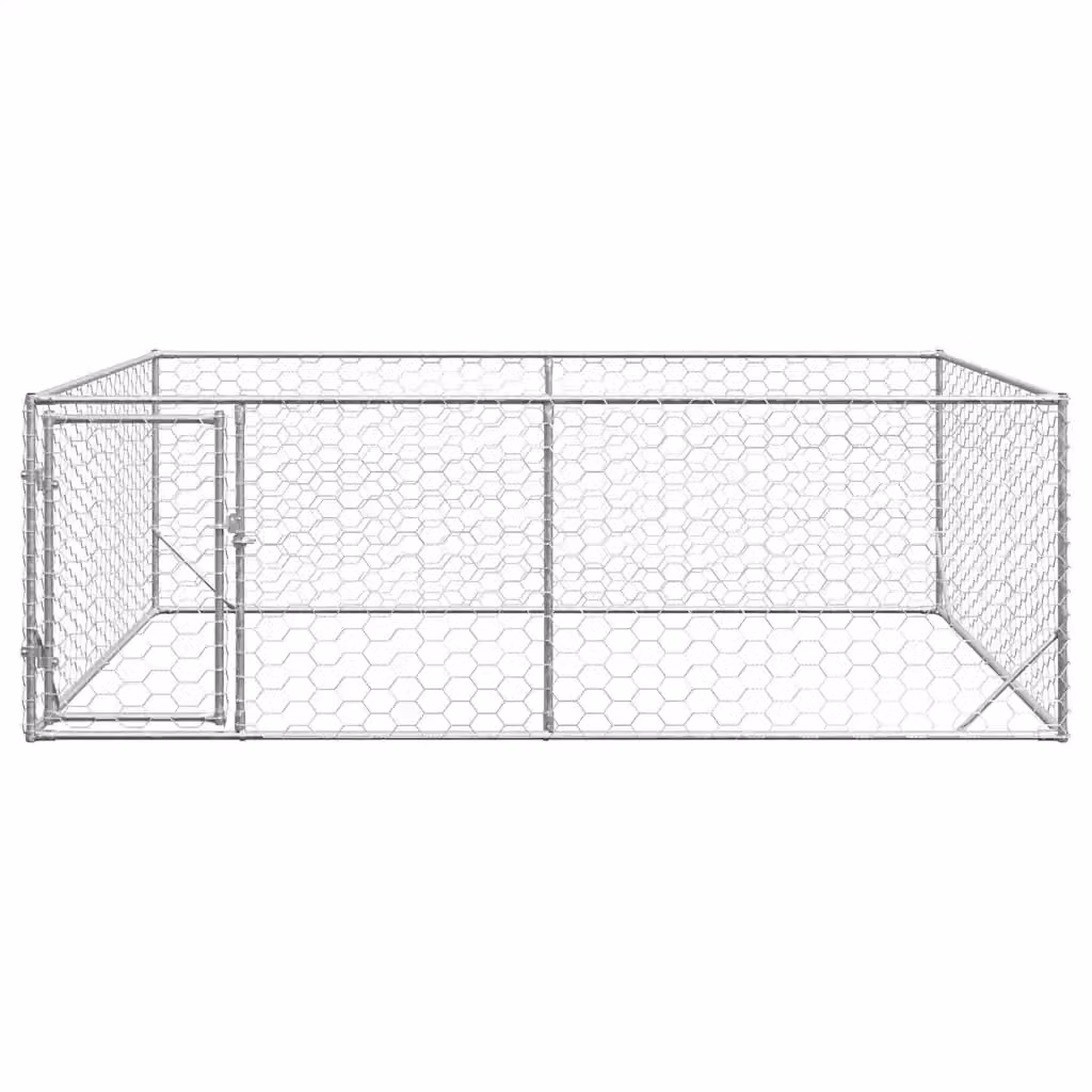 Cuccia per cani da esterno vidaXL in metallo zincato argento L: 3 m, P: 2 m, H: 1 m – 2