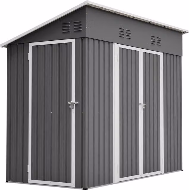 Capannone da giardino 4x8m ¨C Minimal ¨C Grigio metallo esterno con due porte