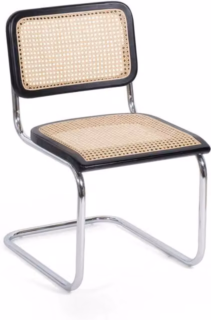 Sedia Webster Casa Thai S.L. in colore nero con seduta in rattan naturale e struttura in metallo e legno