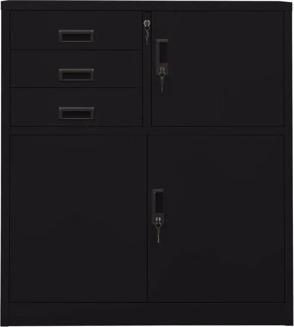 Armadio da ufficio vidaXL in metallo nero opaco con ripiani regolabili e serratura L/P/H: 90 x 40 x 102 cm