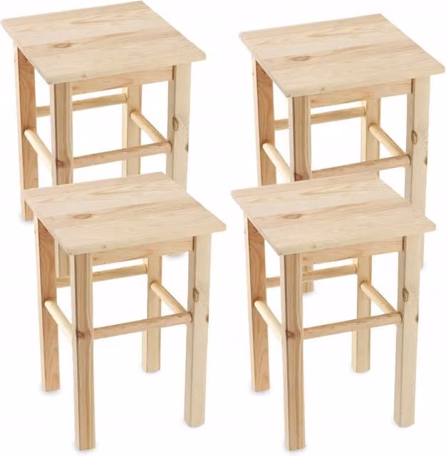 Sgabello da cucina in legno KADAX, 43,5 cm, in pino massello.