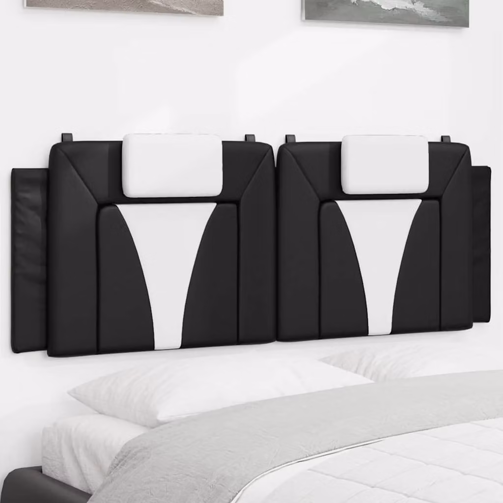 Cuscino Testiera Viana vidaXL in Similpelle Nero e Bianco, Larghezza: 120 cm