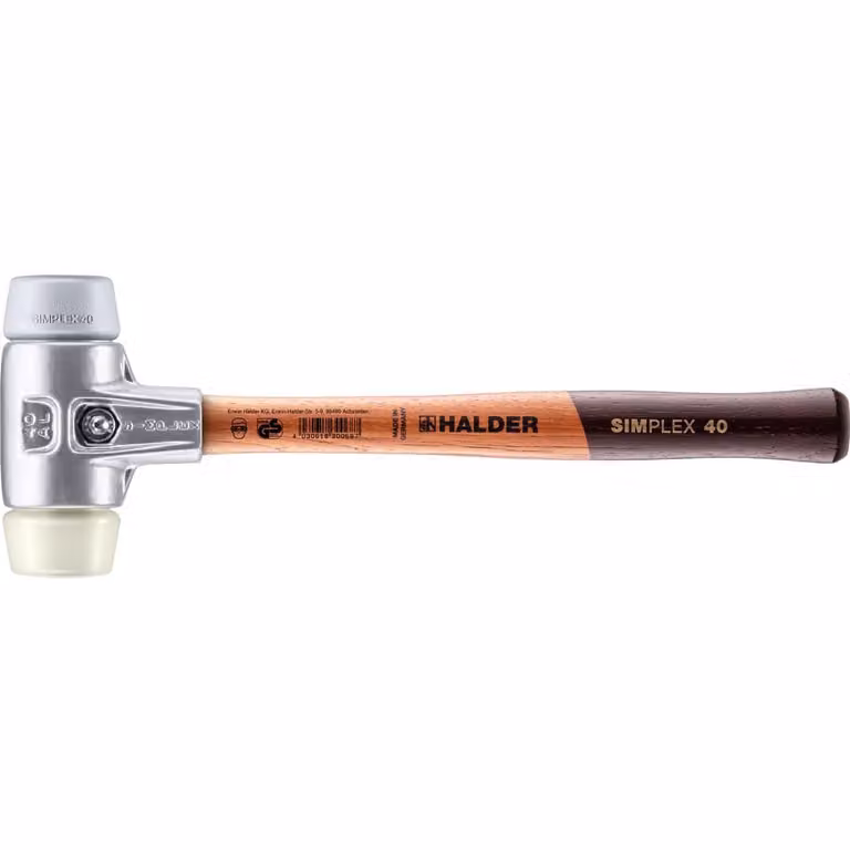 Mazza SIMPLEX soft-face con alloggiamento in alluminio e manico in legno, Ø 40, TPE-mid / nylon