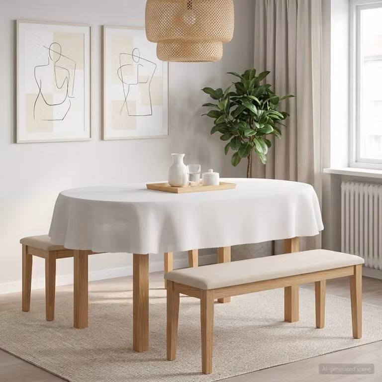 Tovaglia da tavolo ovale vidaXL bianca in poliestere idrorepellente e antimacchia L: 160 cm x P: 220 cm