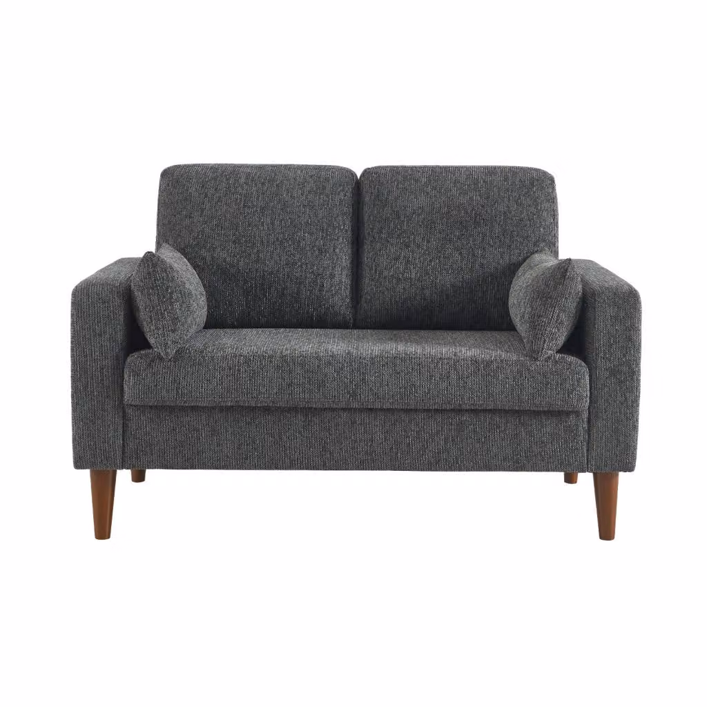 Divano a 2 posti Sweeek in legno e tessuto grigio in stile scandinavo – 2