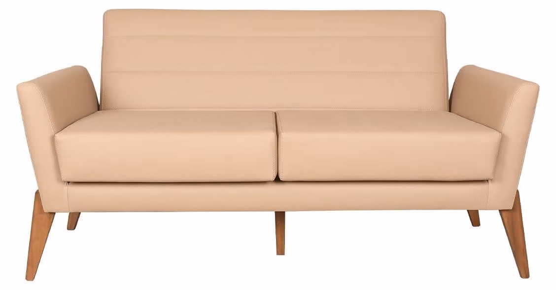 Beige Wohnzimmer Ledercouch Designer Kunstleder 3-Sitzer Sofa