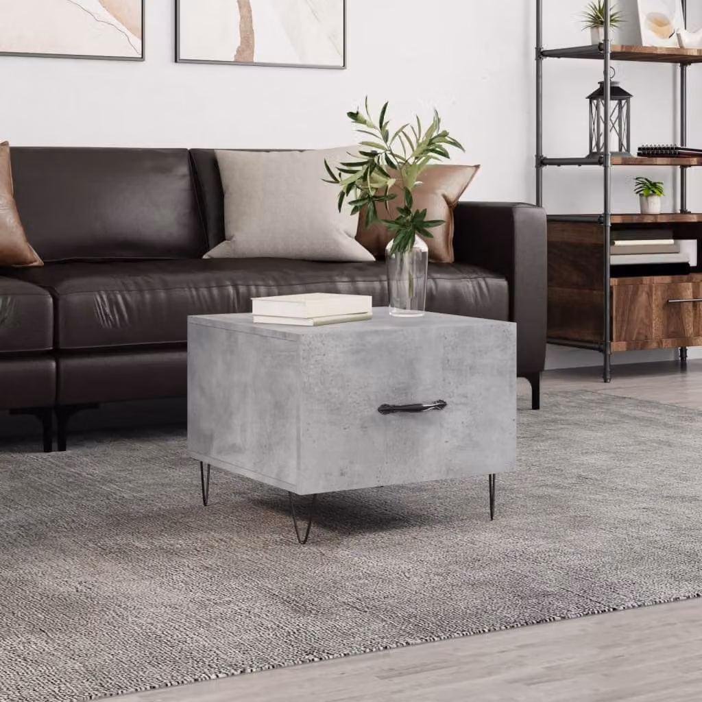vidaXL Tavolino da salotto moderno in legno e metallo grigio L/P/H: 50 x 50 x 40 cm
