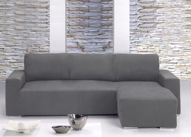 Copridivano con penisola chaise longue Modello Capri Grigio Biancheriaweb