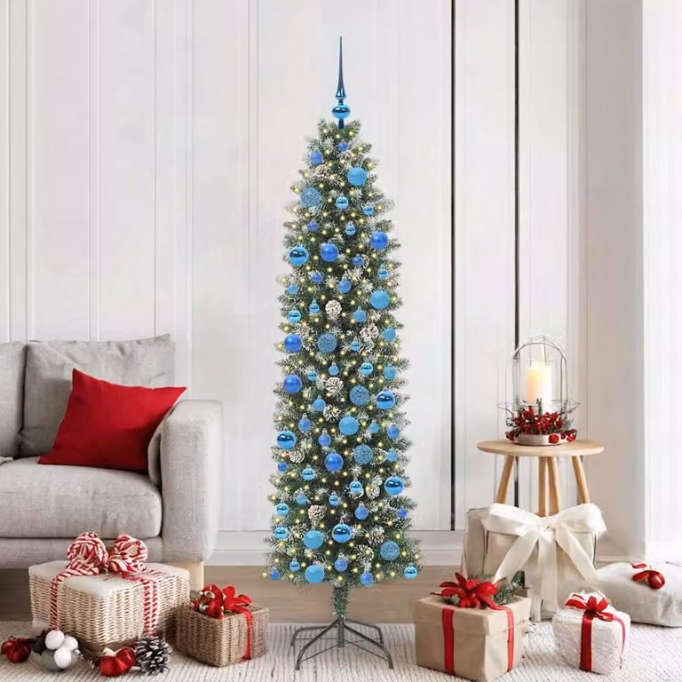 Maison Exclusive - Albero di Natale artificiale slanciato, verde e bianco, 180 cm