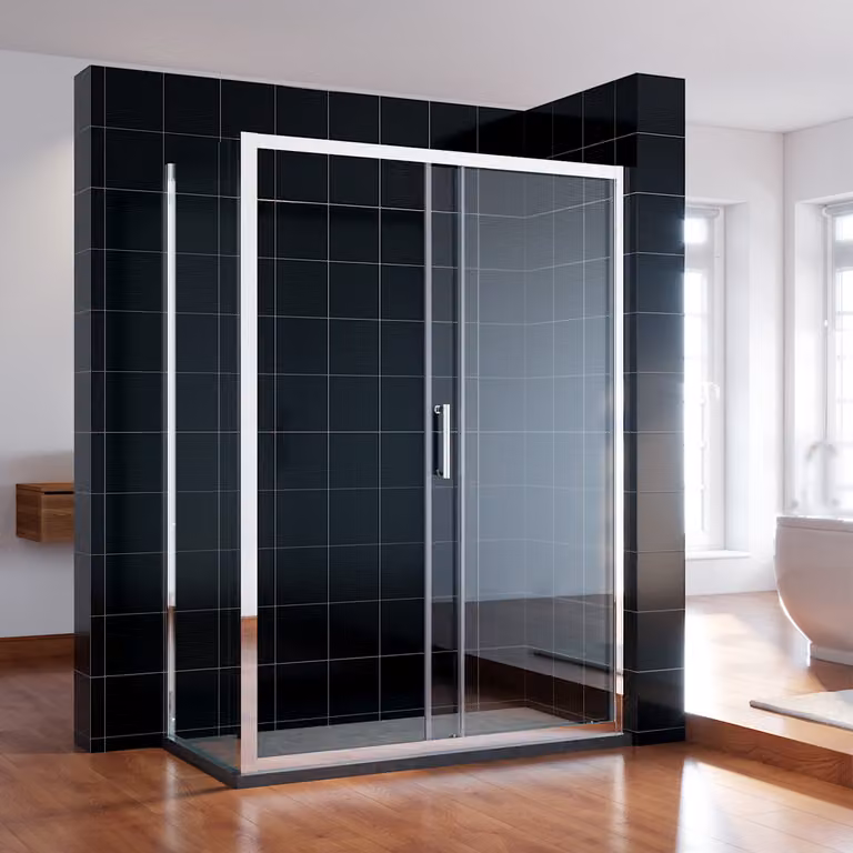 SONNI 150x185cm porta scorrevole doccia in vetro trasparente con pannello laterale da 90cm