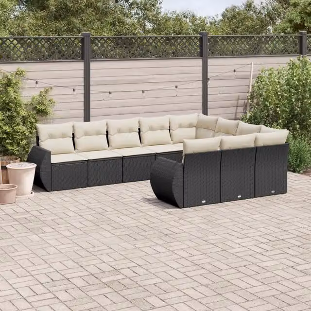 Set di Divani da Giardino Moderno vidaXL con Cuscini Bianchi e Struttura in Metallo Nero – 1