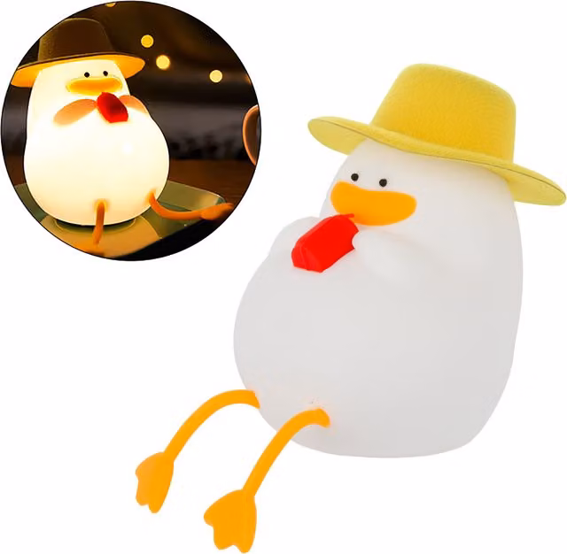 Lampada LED a forma di papera in silicone bianco con funzione dimmable e timer per la cameretta dei bambini