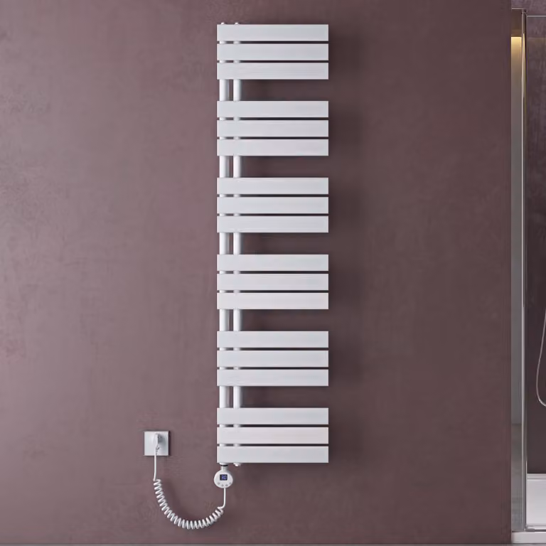 doporro Scaldasalviette Elettrico Bagno con Termostato Digitale e Funzione Timer 159x40cm 1000W Bianco, Termoarredo Elettrico Temperatura Regolabile, Radiatore da Parete Verticale - FN