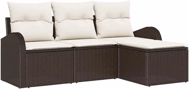 Set Divano da Giardino | Set Salotto da Giardino Marrone polyrattan