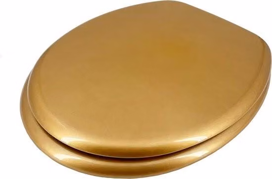 Sedile per WC con anima in legno e cerniere in ottone - estremamente stabile - oro