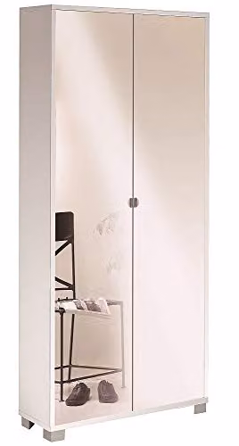 Sarmog Kit Armadio con 2 ante, Armadio salvaspazio, Armadio camera da letto, Design contemporaneo, Armadio salvaspazio H190 L83 P29 (Specchio, Bianco fiammato/Bianco fiammato)