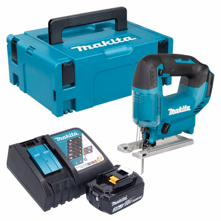 Seghetto alternativo a batteria Makita DJV 186 RF1J 18 V + 1x batteria 3,0 Ah + caricabatterie + Makpac