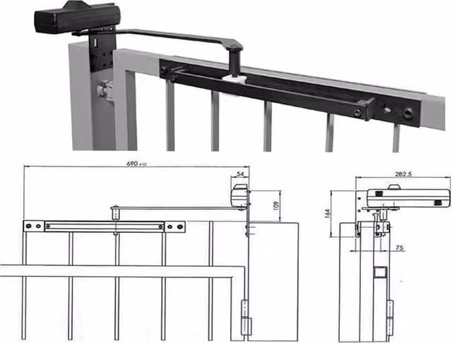 Assa Abloy DC650G Serie MAB Chiudicancello a Braccio a Slitta in Ghisa Nero per Cancelli fino a 1250 mm e 100 Kg