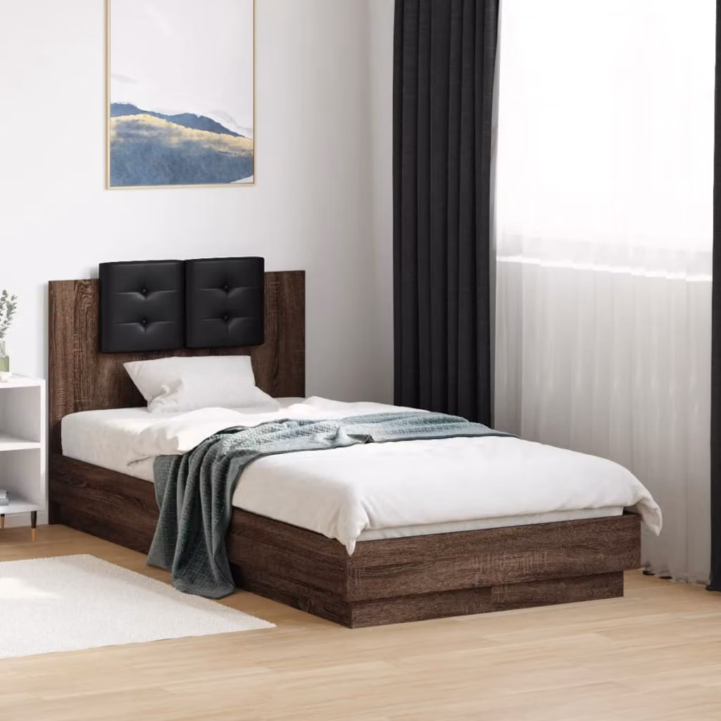 vidaXL Giroletto con Testiera in Legno Rovere Marrone, L/P/H: 90 x 190 cm – 1