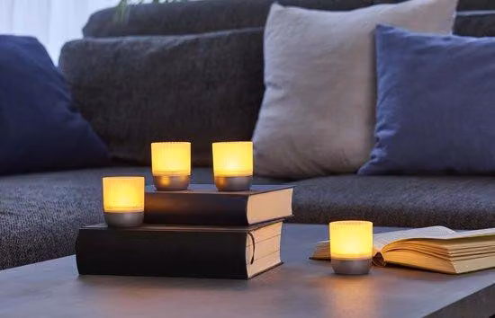 Set di luci a LED con sensore tattile, 4 pezzi, per interni ed esterni