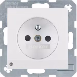 Berker 6765108989 Presa con polo di terra e luce di orientamento a LED, bianco polare, lucida