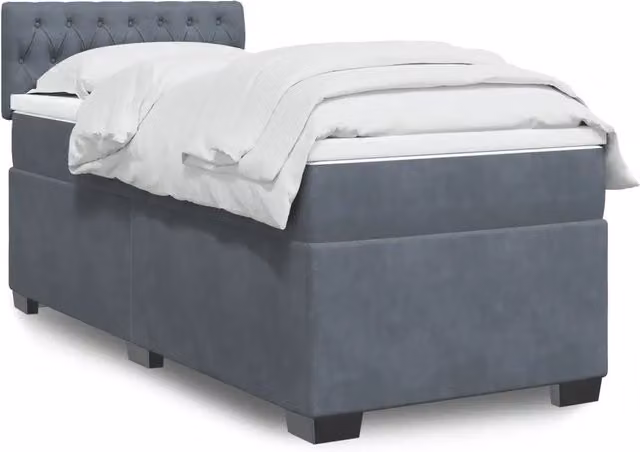 Giroletto a Molle con Materasso Grigio Scuro 80x200 cm Velluto 3286169