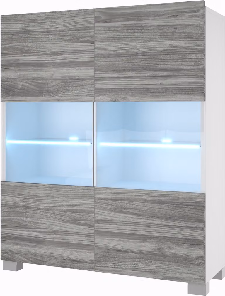BELINI cassettiera credenza soggiorno camera da letto armadio a colonna con luci LED (legno glamour)