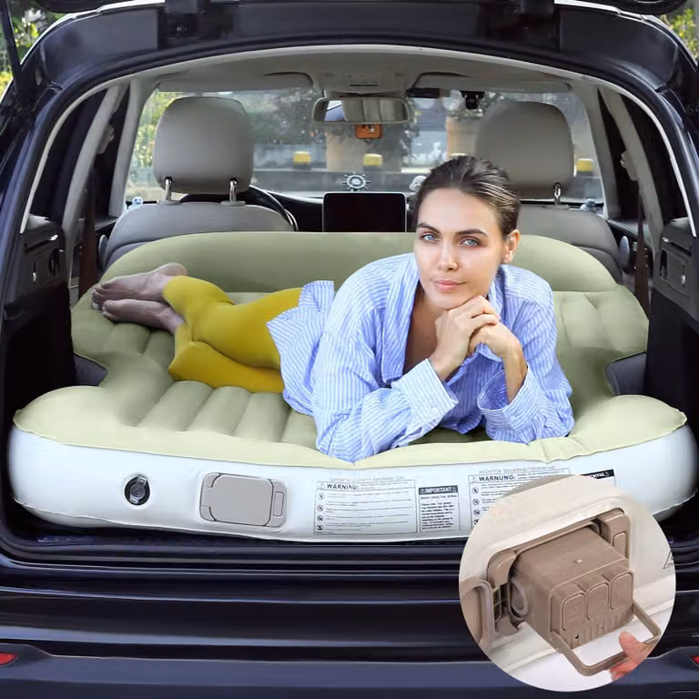 Materasso gonfiabile per SUV - Pompa integrata - 187x124x15 cm - PVC - Verde chiaro