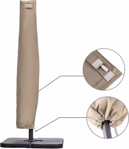 Copertura protettiva per ombrellone con diametro 330 cm x 300 cm, 100% poliestere, taupe
