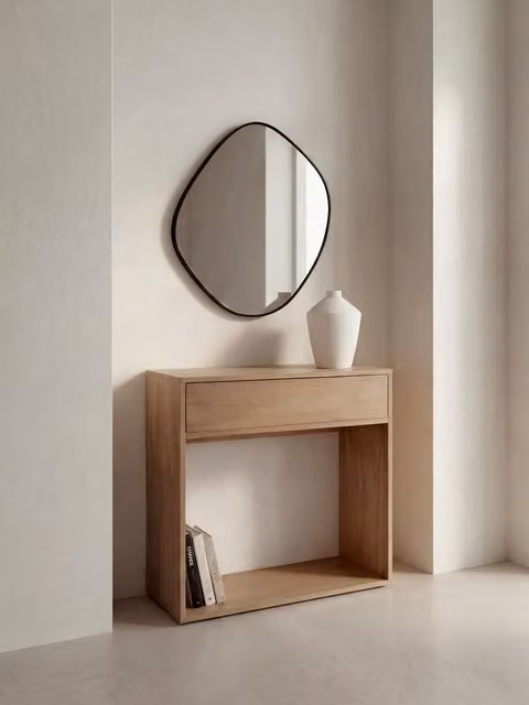 Console Hegas Kenay Home in legno naturale marrone con 1 cassetto